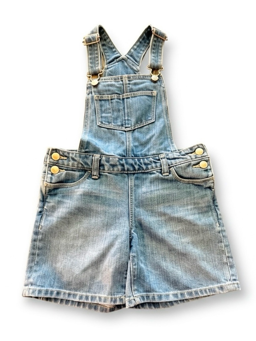Old Navy Girls' M (8) Blue Denim Bib Overall Shorts
